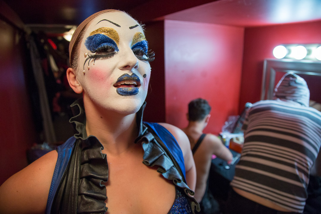Drag Queens applying their makeup backstage