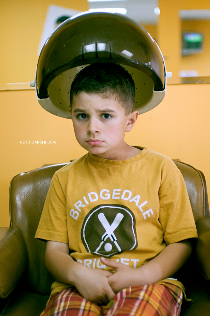 Portrait of kid in hair salon